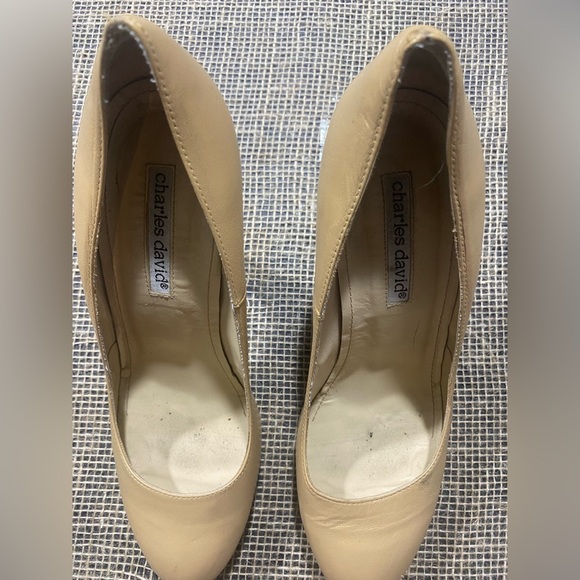 Charles David Heels Size 10B Platform Leather Tan 4.5” Heel Made In Spain - Picture 3 of 13